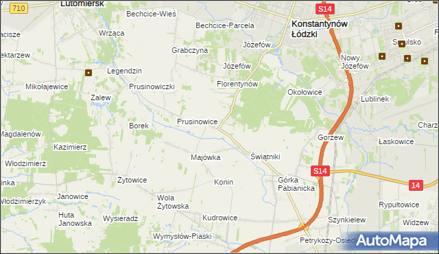 mapa Porszewice, Porszewice na mapie Targeo