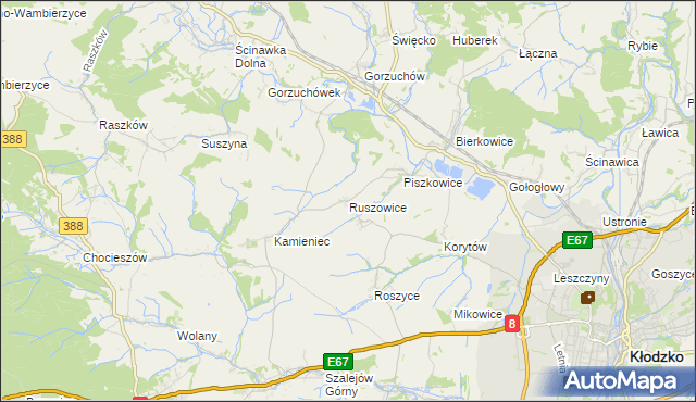 mapa Ruszowice gmina Kłodzko, Ruszowice gmina Kłodzko na mapie Targeo