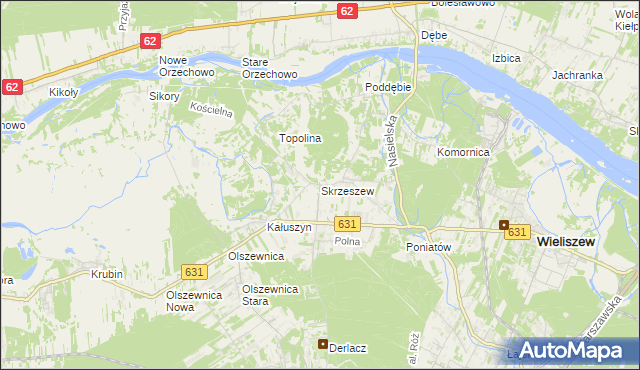 mapa Skrzeszew gmina Wieliszew, Skrzeszew gmina Wieliszew na mapie Targeo