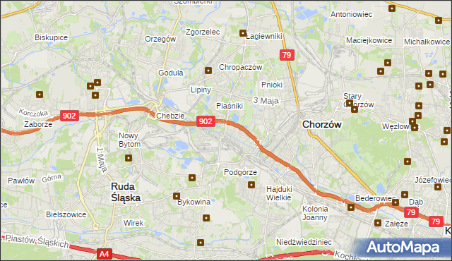 mapa Świętochłowice, Świętochłowice na mapie Targeo
