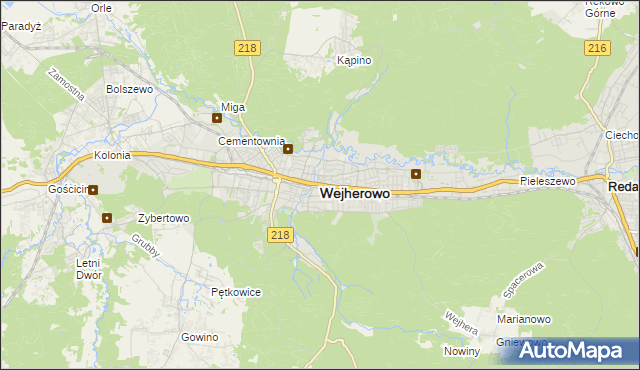 mapa Wejherowo, Wejherowo na mapie Targeo