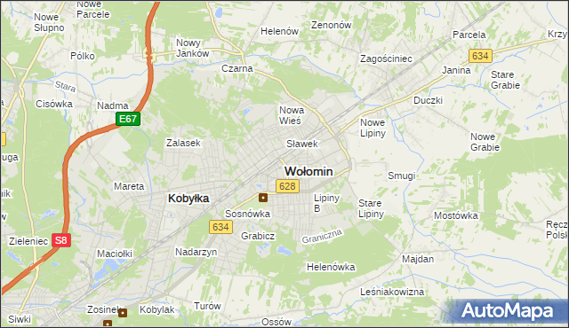 mapa Wołomin, Wołomin na mapie Targeo