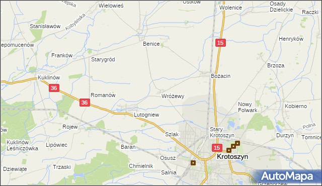 mapa Wróżewy, Wróżewy na mapie Targeo
