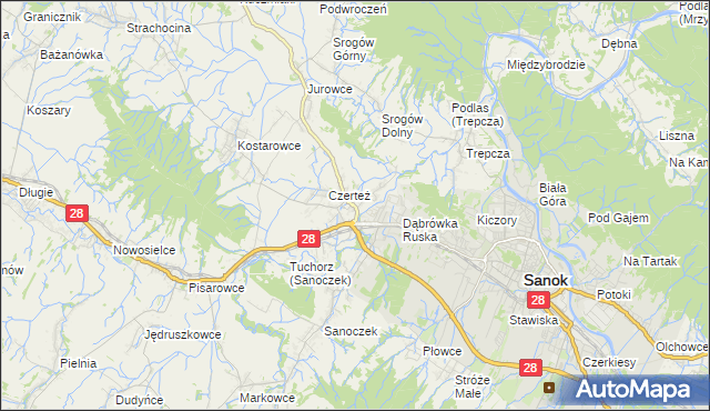 mapa Zabłotce gmina Sanok, Zabłotce gmina Sanok na mapie Targeo