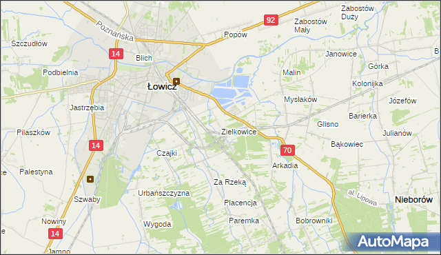 mapa Zielkowice, Zielkowice na mapie Targeo