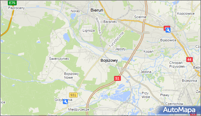 mapa Bojszowy, Bojszowy na mapie Targeo