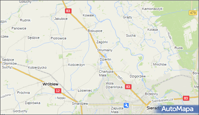 mapa Dzierlin, Dzierlin na mapie Targeo