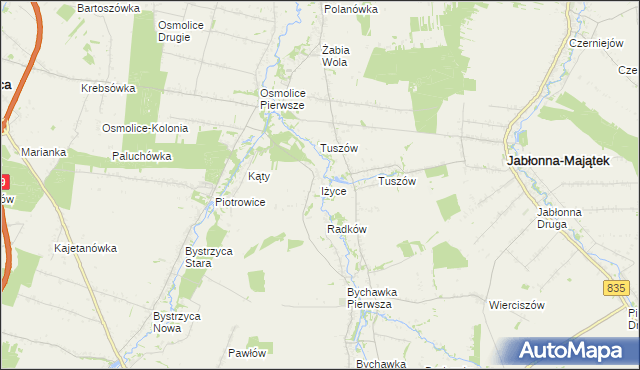 mapa Iżyce, Iżyce na mapie Targeo