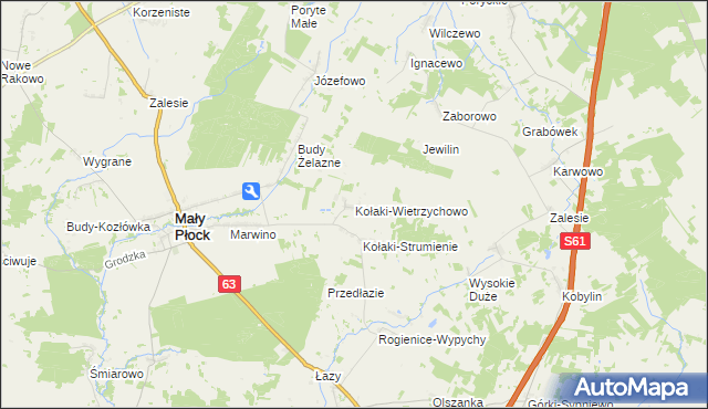 mapa Kołaki-Wietrzychowo, Kołaki-Wietrzychowo na mapie Targeo