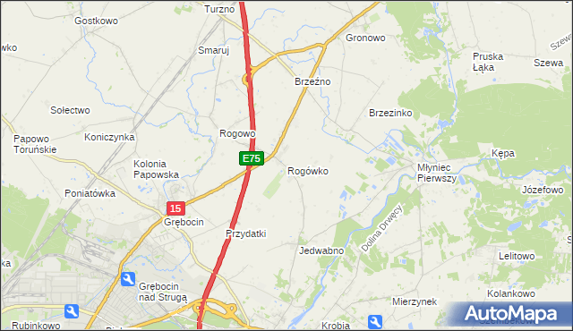 mapa Rogówko gmina Lubicz, Rogówko gmina Lubicz na mapie Targeo