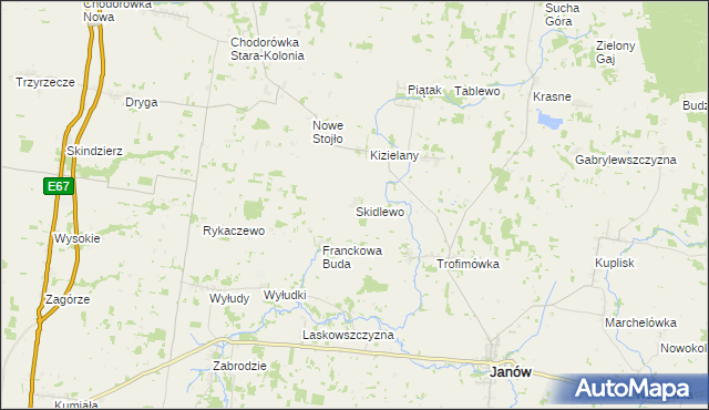 mapa Skidlewo, Skidlewo na mapie Targeo