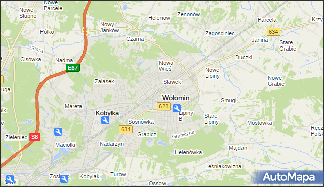 mapa Wołomin, Wołomin na mapie Targeo