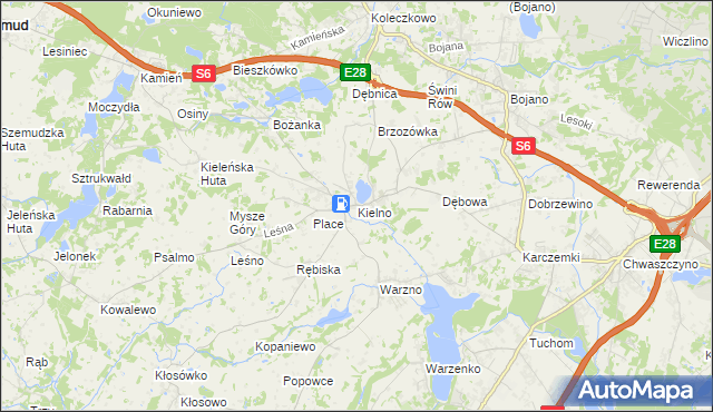 mapa Kielno gmina Szemud, Kielno gmina Szemud na mapie Targeo