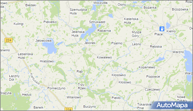 mapa Kowalewo gmina Szemud, Kowalewo gmina Szemud na mapie Targeo