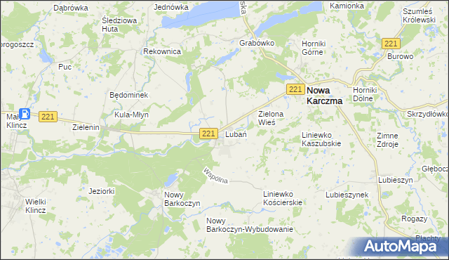 mapa Lubań gmina Nowa Karczma, Lubań gmina Nowa Karczma na mapie Targeo