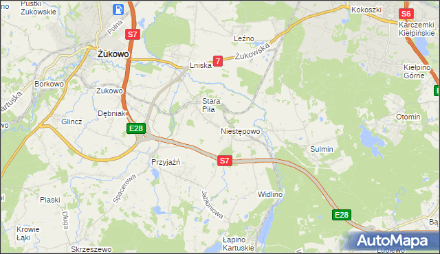 mapa Niestępowo, Niestępowo na mapie Targeo