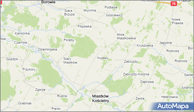 mapa Kujawy gmina Miastków Kościelny, Kujawy gmina Miastków Kościelny na mapie Targeo