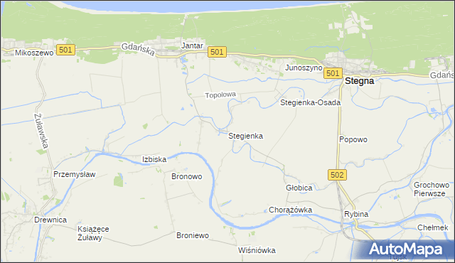 mapa Stegienka, Stegienka na mapie Targeo