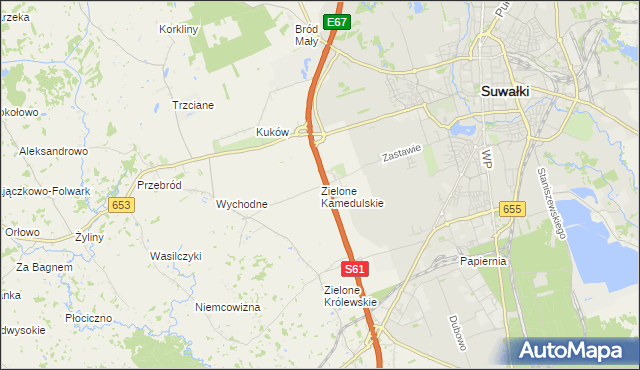 mapa Zielone Kamedulskie, Zielone Kamedulskie na mapie Targeo
