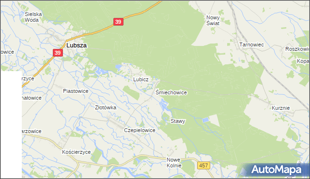 mapa Śmiechowice gmina Lubsza, Śmiechowice gmina Lubsza na mapie Targeo