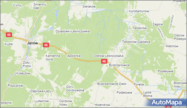 mapa Ostrów-Leśniczówka, Ostrów-Leśniczówka na mapie Targeo