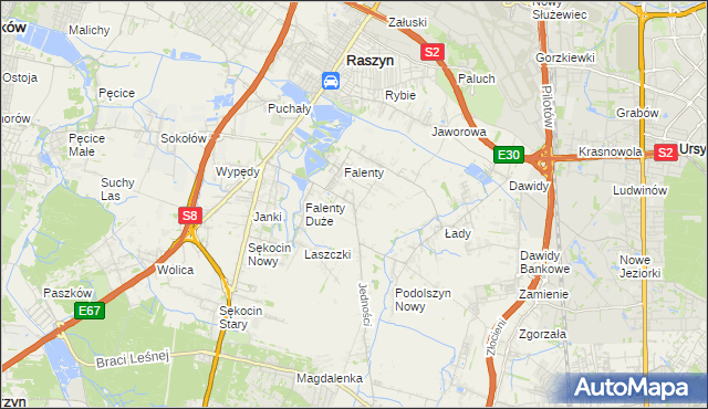 mapa Falenty Nowe, Falenty Nowe na mapie Targeo
