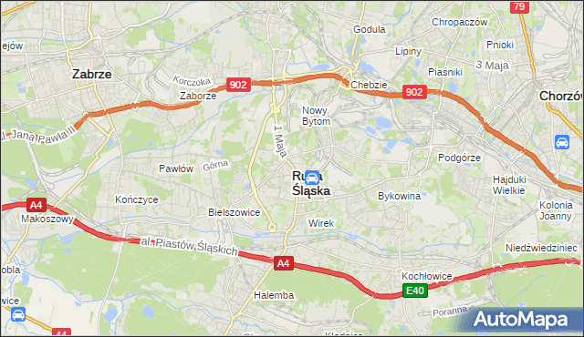 mapa Rudy Śląskiej, Ruda Śląska na mapie Targeo