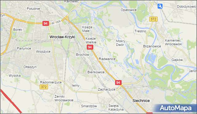 mapa Radwanice gmina Siechnice, Radwanice gmina Siechnice na mapie Targeo