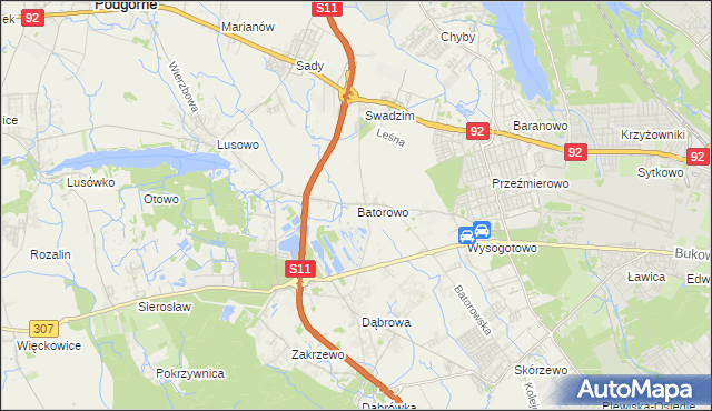 mapa Batorowo gmina Tarnowo Podgórne, Batorowo gmina Tarnowo Podgórne na mapie Targeo