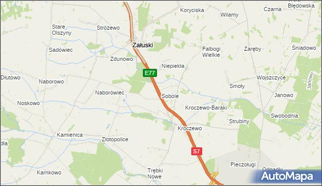 mapa Sobole gmina Załuski, Sobole gmina Załuski na mapie Targeo