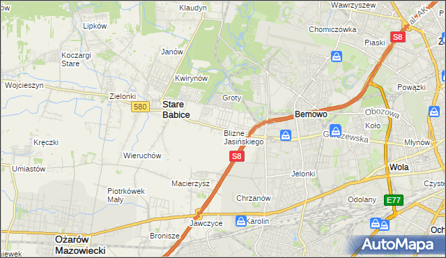 mapa Blizne Jasińskiego, Blizne Jasińskiego na mapie Targeo