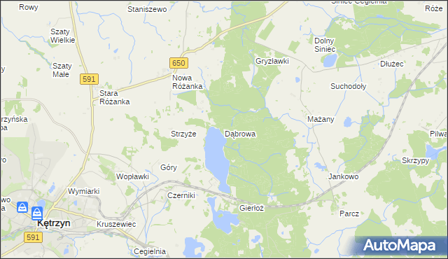 mapa Dąbrowa gmina Kętrzyn, Dąbrowa gmina Kętrzyn na mapie Targeo