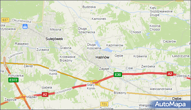 mapa Halinów powiat miński, Halinów powiat miński na mapie Targeo