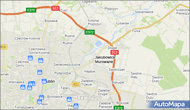 mapa Jakubowice Murowane, Jakubowice Murowane na mapie Targeo