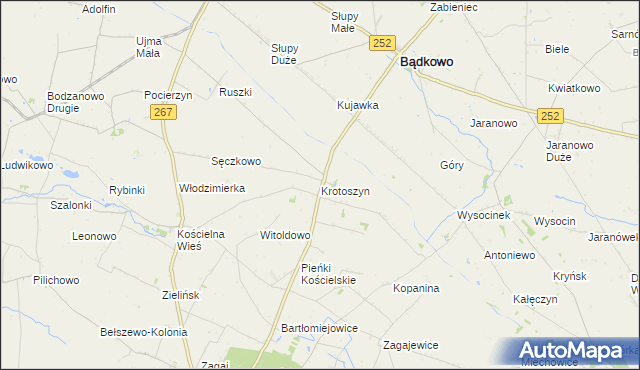 mapa Krotoszyn gmina Osięciny, Krotoszyn gmina Osięciny na mapie Targeo