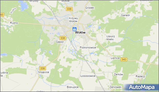 mapa Piotroniowice, Piotroniowice na mapie Targeo