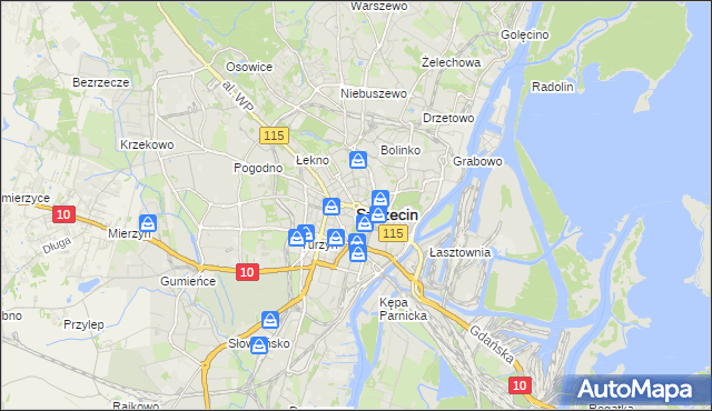 mapa Szczecina, Szczecin na mapie Targeo