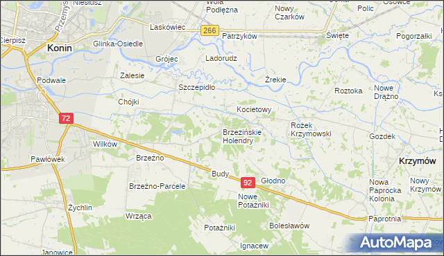 mapa Brzezińskie Holendry, Brzezińskie Holendry na mapie Targeo