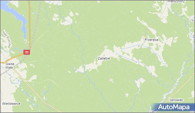 mapa Zadębie gmina Rzeczenica, Zadębie gmina Rzeczenica na mapie Targeo