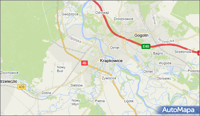 mapa Krapkowice, Krapkowice na mapie Targeo