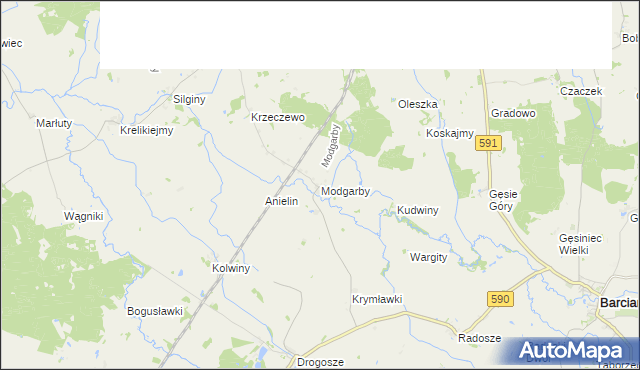 mapa Modgarby, Modgarby na mapie Targeo