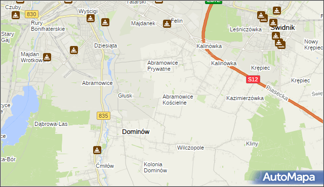 mapa Abramowice Kościelne, Abramowice Kościelne na mapie Targeo