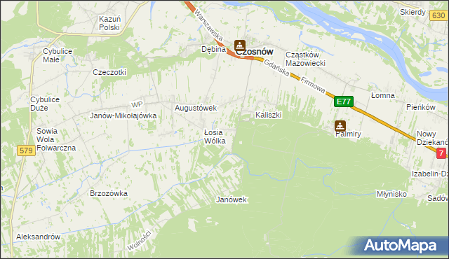 mapa Adamówek gmina Czosnów, Adamówek gmina Czosnów na mapie Targeo