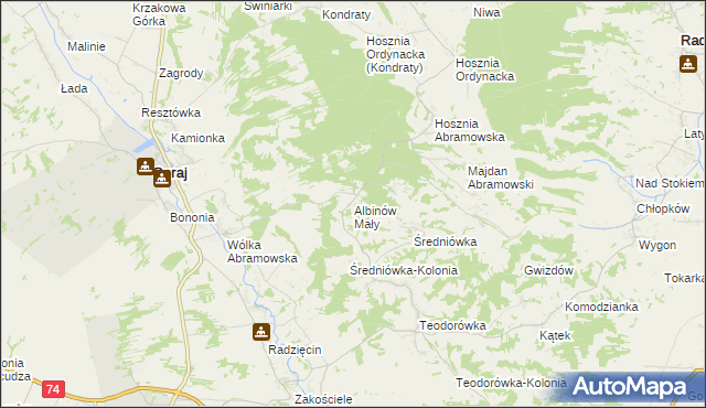 mapa Albinów Mały, Albinów Mały na mapie Targeo