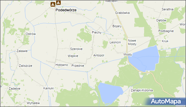 mapa Antopol gmina Podedwórze, Antopol gmina Podedwórze na mapie Targeo