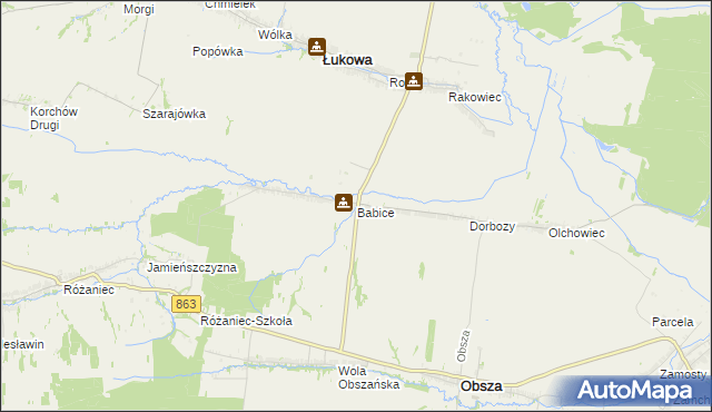 mapa Babice gmina Obsza, Babice gmina Obsza na mapie Targeo