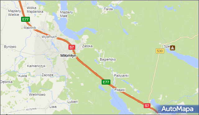 mapa Bagieńsko, Bagieńsko na mapie Targeo