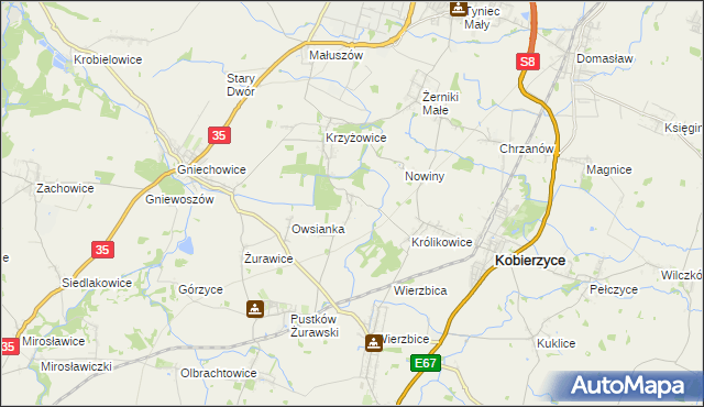 mapa Bąki gmina Kobierzyce, Bąki gmina Kobierzyce na mapie Targeo