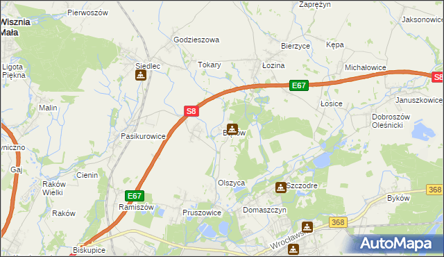 mapa Bąków gmina Długołęka, Bąków gmina Długołęka na mapie Targeo