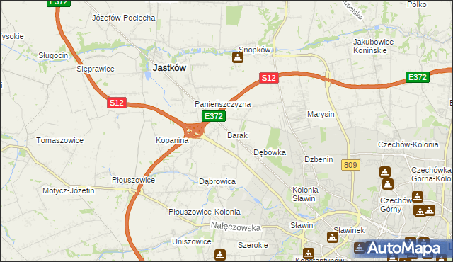 mapa Barak gmina Jastków, Barak gmina Jastków na mapie Targeo